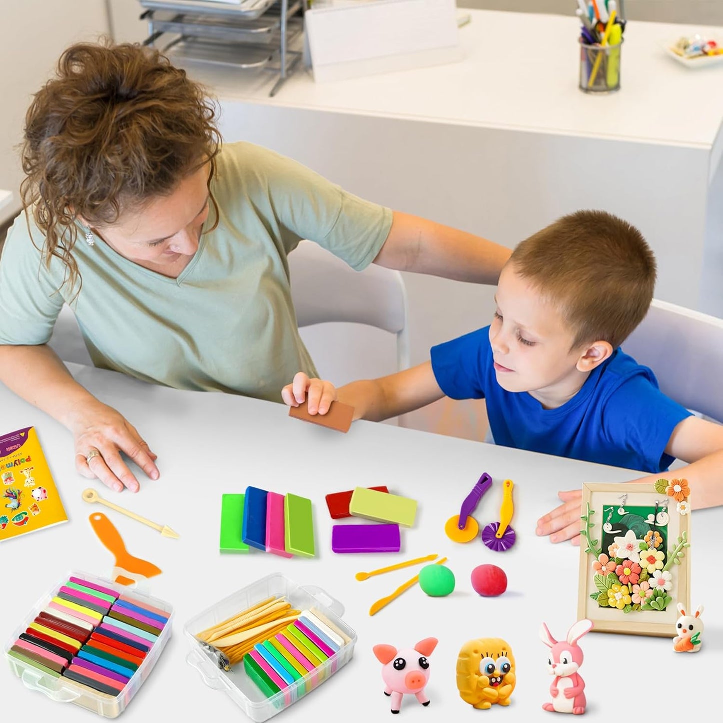 Skiennix Polymer Clay Set - 52 Vibrant Colors, Non-Sticky Oven Bake Clay with Tools | Perfect Gift for Kids & Artists