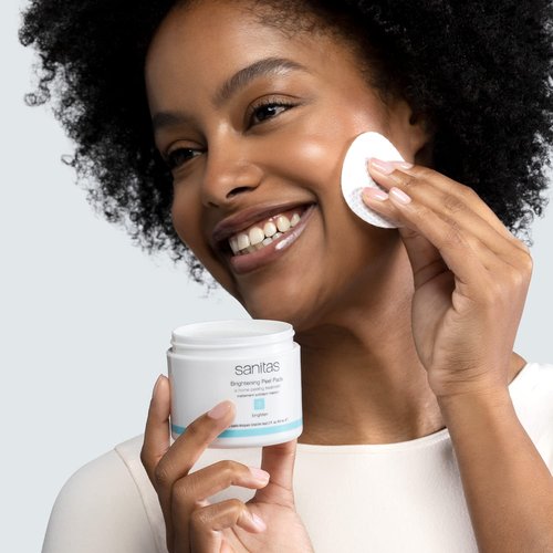 Sanitas Skincare Brightening Peel Pads - Exfoliating Treatment with Lactic, Glycolic & Salicylic Acids | 50 Pads / 2 Ounces