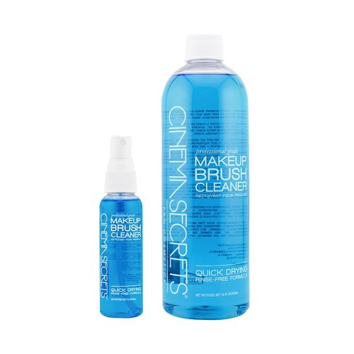 Cinema Secrets Makeup Brush Cleaner - Quick-Drying, Rinse-Free Solution | 16 fl oz & 2 fl oz Combo