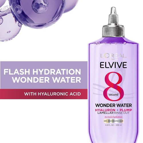 L'Oreal Paris Elvive Hyaluron Plump Hair Rinse - 8-Second Hydration Treatment for Soft, Shiny Hair | 6.8 Fl Oz
