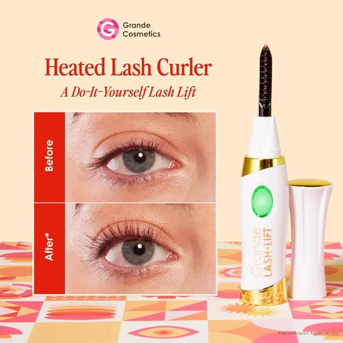 Grande Cosmetics LASH-LIFT Heated Lash Curler - Rechargeable & Travel-Friendly with 2 Heat Settings - White
