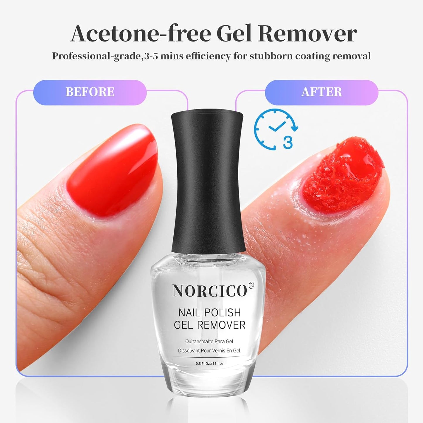 Skiennix Gel Nail Polish Remover - Low-Odor, Quick & Gentle Acetone-Free Solution | 15ml