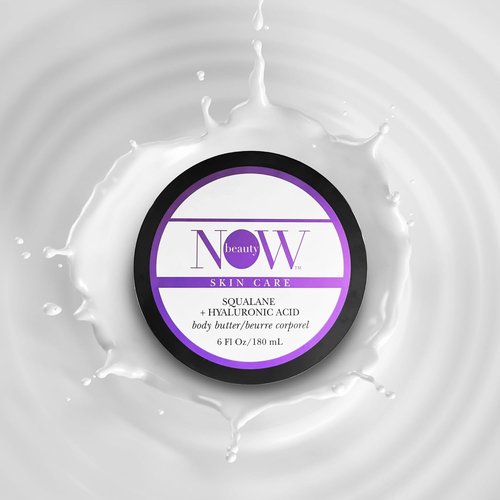 NOW Beauty Squalane Body Butter - Hydrating Coconut Oil & Shea Butter Lotion for Dry Skin - 6 oz