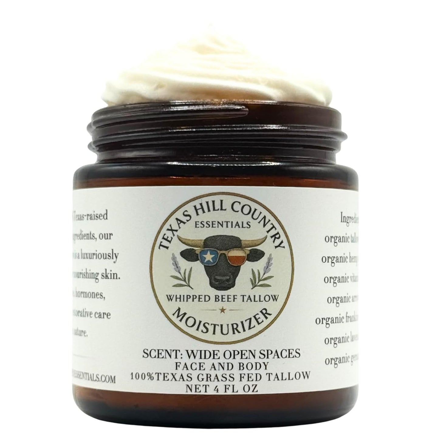 Beef Tallow Moisturizer - 100% Grass-Fed Whipped Face & Body Balm for Dry, Sensitive Skin | Lightly Scented | 4oz