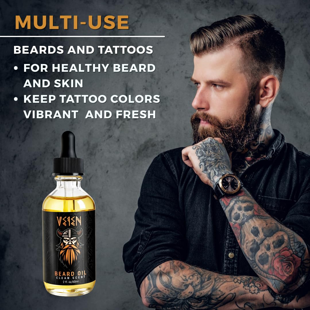 Veien Beard Oil for Men - White Tea Scented Beard Softener & Conditioner - 2oz Premium Grooming Oil