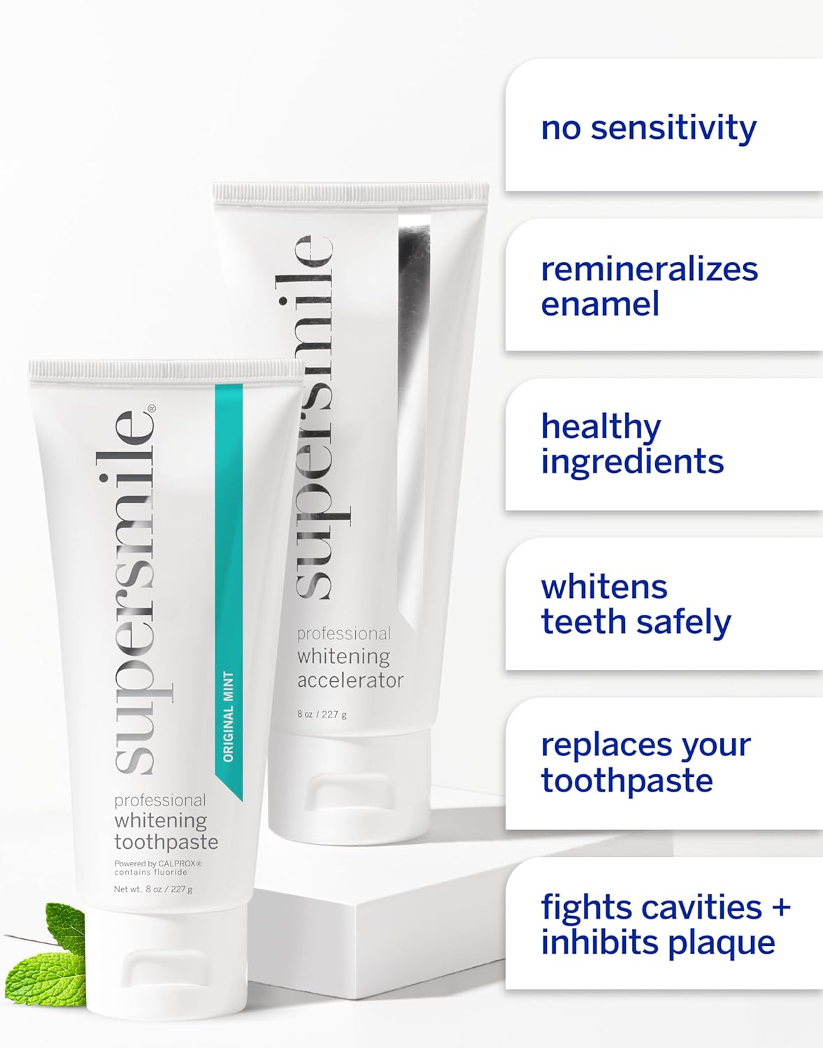 Supersmile Whitening Kit - Original Mint Flavor for Bright, White Teeth | Complete Oral Care Set
