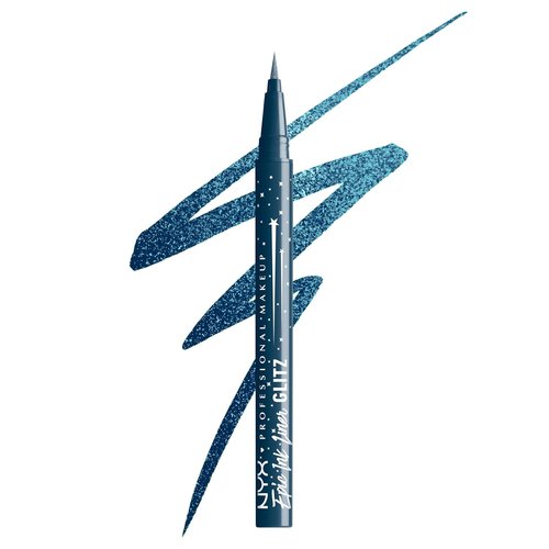 NYX PROFESSIONAL MAKEUP Epic Ink Glitz Liner - Waterproof Metallic Liquid Eyeliner, Denim Dazzle (Shimmer Deep Navy)