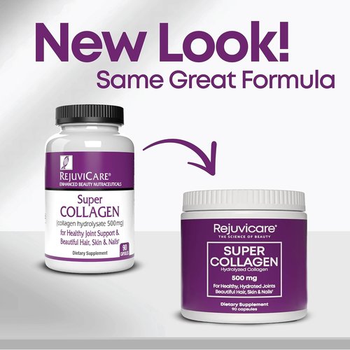 Rejuvicare Super Collagen - Hydrolyzed Collagen Peptides for Hair, Skin & Nails | 180 Capsules, 2 Pack