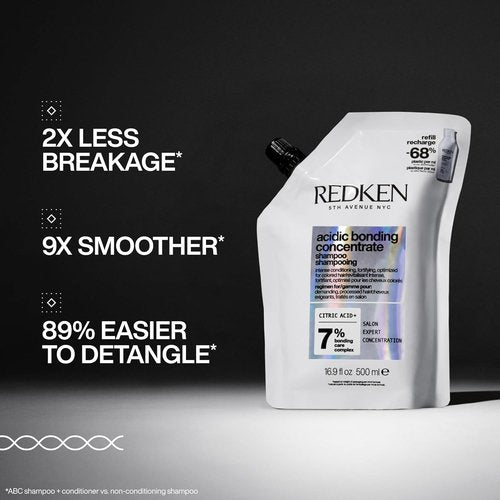 Redken Bonding Shampoo for Damaged Hair Repair | Acidic Bonding Concentrate | For All Hair Types | Refill | 16.9 Fl. Oz.