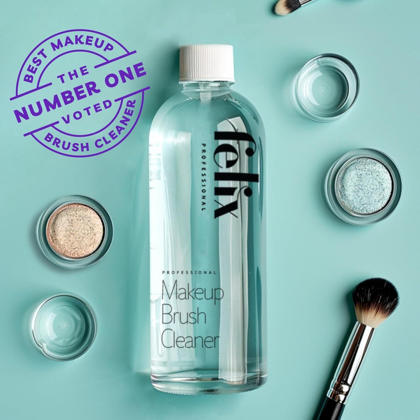 Skiennix Makeup Brush Cleaner - Rinse-Free Deep Clean & Quick Dry - 16 fl oz for Natural & Synthetic Brushes