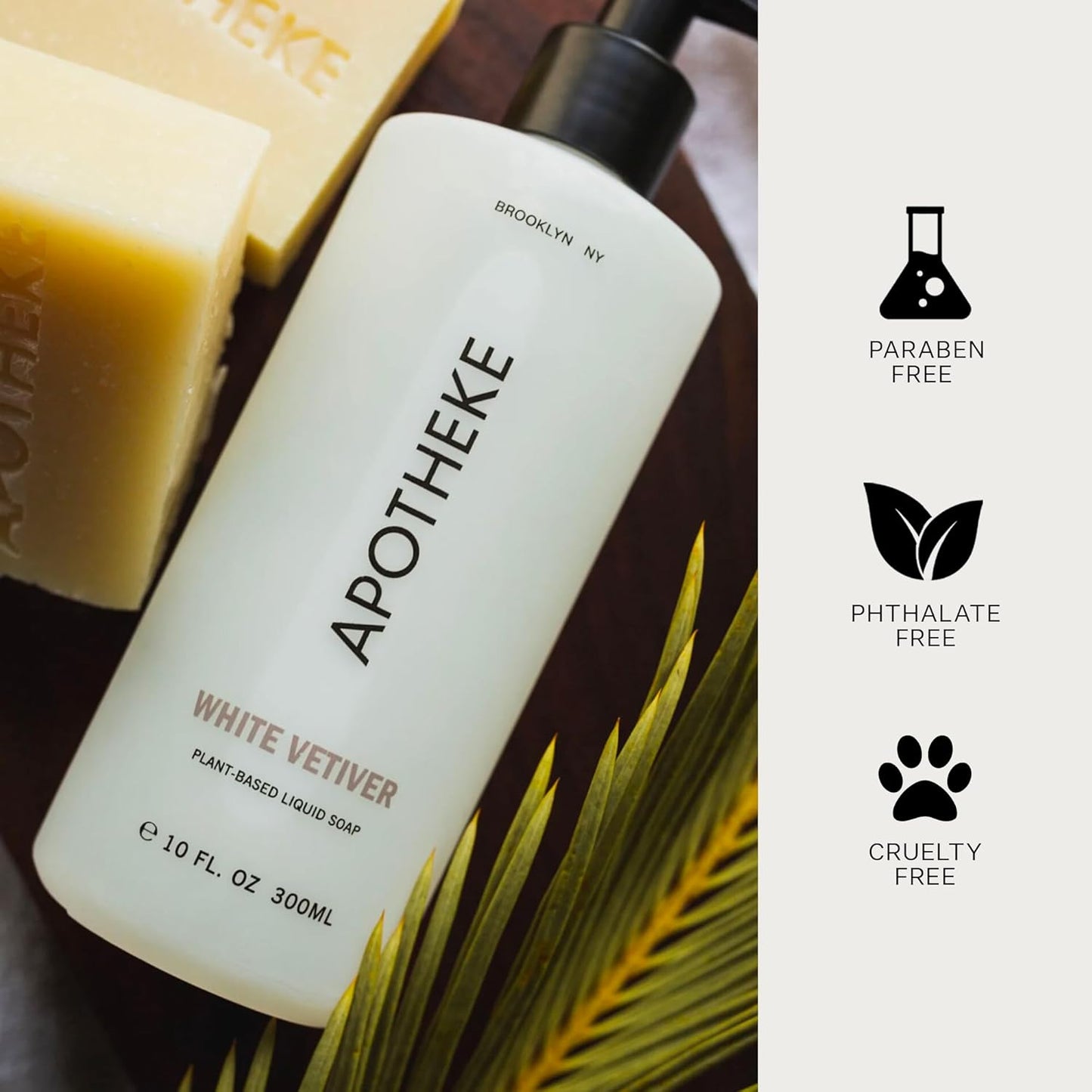 APOTHEKE Liquid Hand Soap - White Vetiver | 10 Fl Oz Hydrating Formula with Premium Fragrance Oils for Gentle Cleansing & Moisturizing