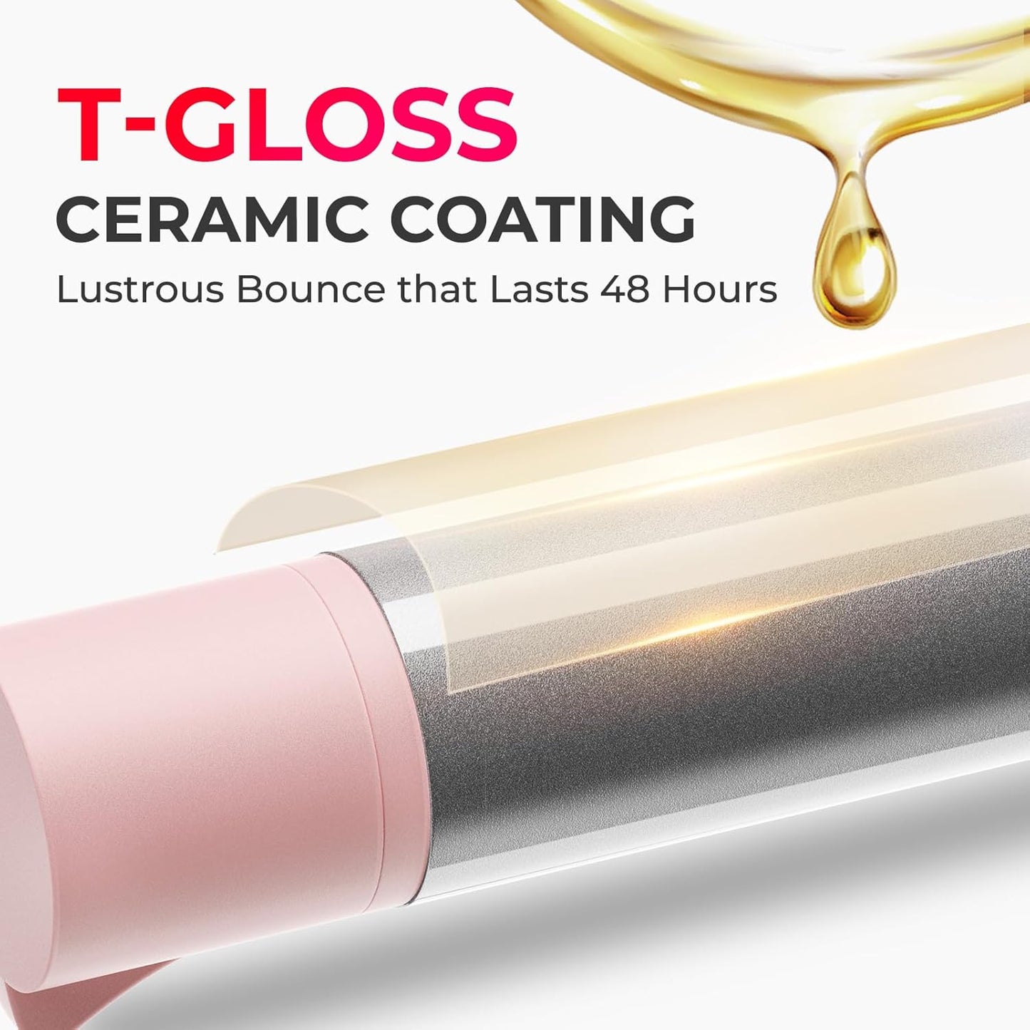 TYMO ROTA Automatic Curling Iron - 1-Inch Ceramic Curling Wand for Beach Waves, 5 Heat Settings, Pink