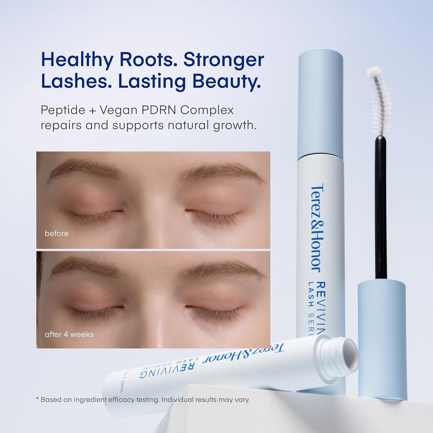 Terez & Honor Reviving Lash Serum - Vegan PDRN Lash Growth Formula for Longer, Fuller Lashes - Peptide & Biotin Conditioner