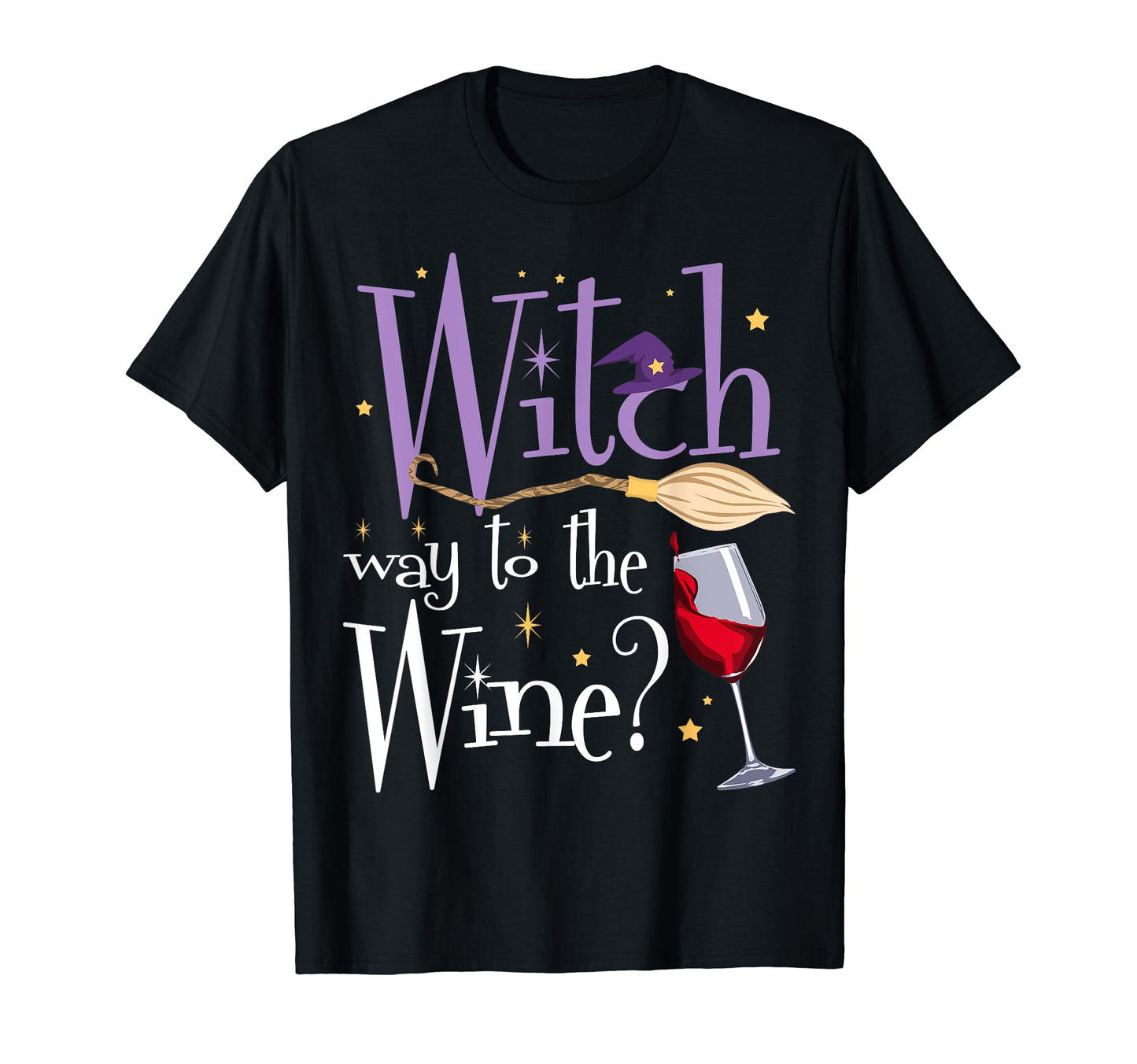 Witch Way To The Wine Halloween Drinking for Wiccan Witches T-Shirt