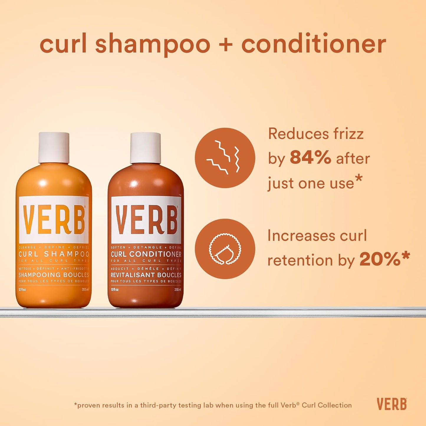 VERB Curl Shampoo & Conditioner Duo - Cleanse, Smooth & Control Frizz - Vegan, No Parabens or Sulfates