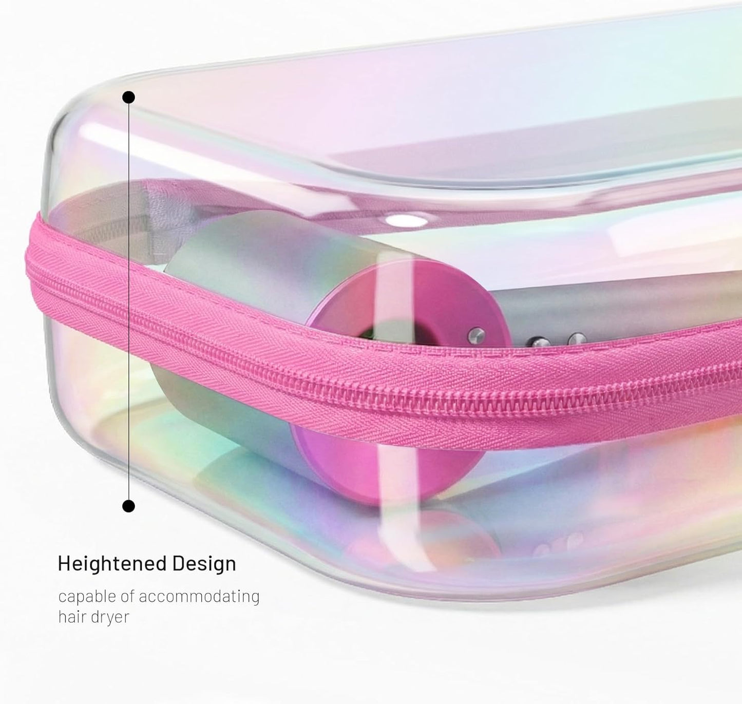 Skiennix Clear Hard Shell Zipper Case - Iridescent Makeup & Toiletry Bag Set | 2pcs Large Capacity, Water-Resistant