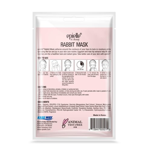 Epielle Rabbit Character Face Masks - Fun Korean Skin Care 6-Pack | Perfect for Spa Parties & Gifts