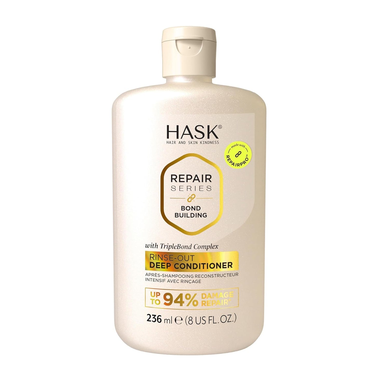 HASK Bond Building Deep Conditioner - Triple Bond Complex & Argan Oil, Repairs Damage, 8 oz