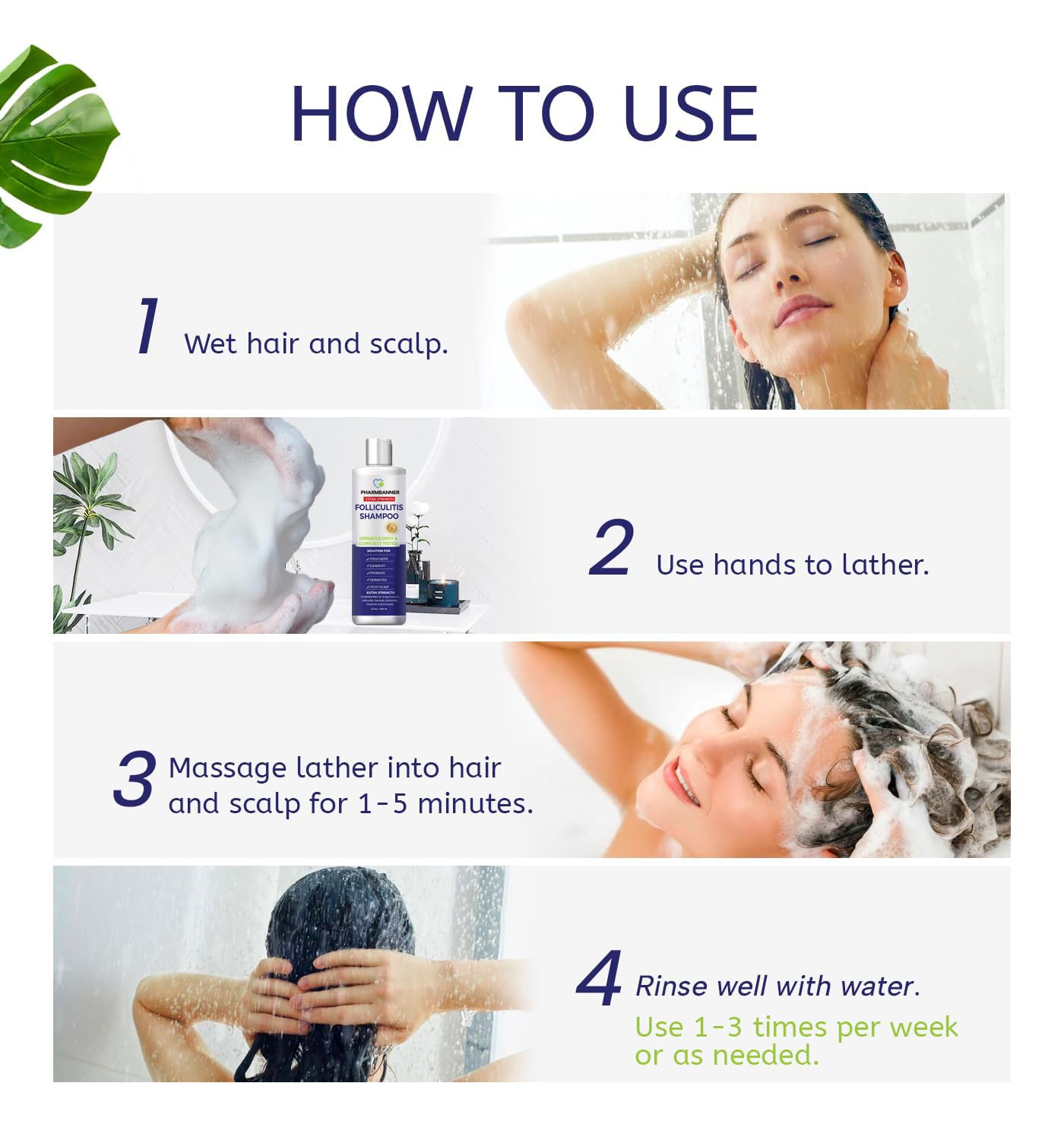 PHARMBANNER Anti-Fungal Shampoo for Folliculitis, Seborrheic Dermatitis, Scalp Psoriasis - Relieves Itchy & Dry Scalp