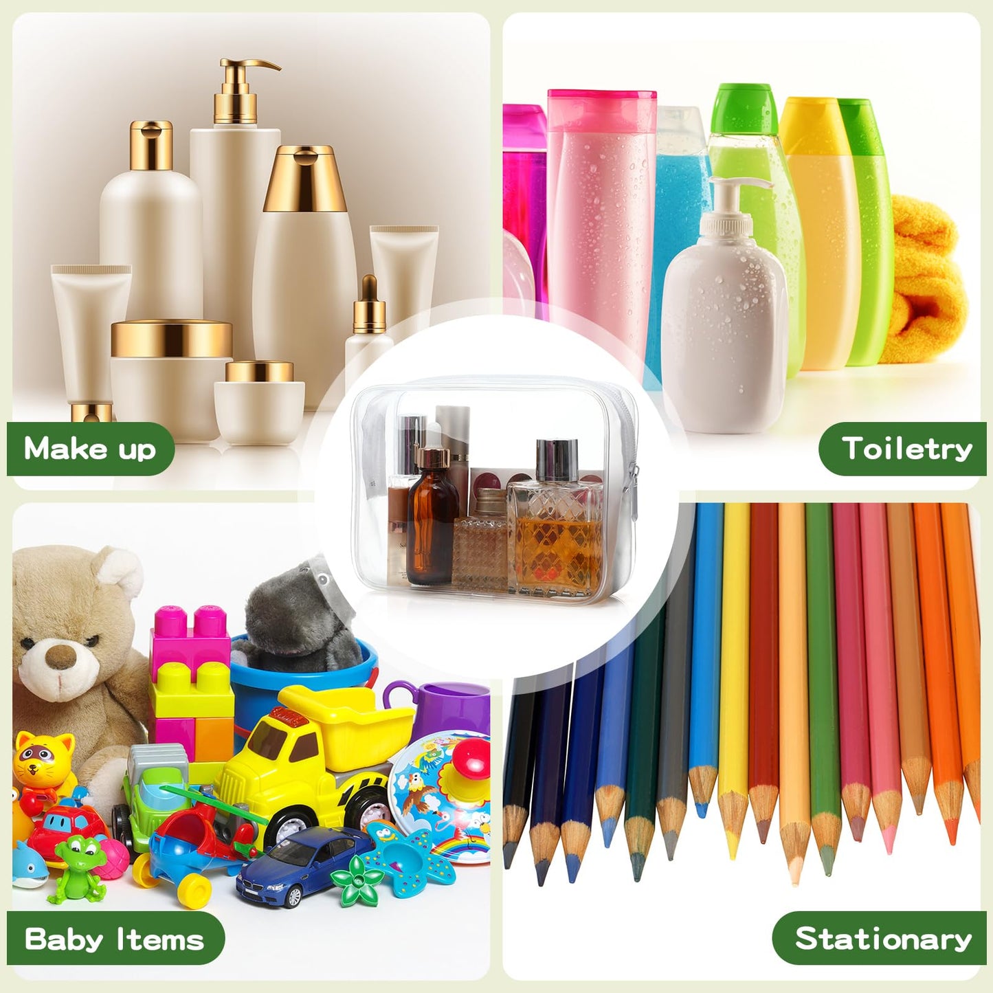 Weewooday 12 Pieces Clear Cosmetics Bag PVC Zippered Clear Toiletry Carry Pouch Cosmetic Makeup Bag Waterproof Makeup Vinyl Plastic Organizer Case for Vacation Bathroom(Matte White,Large)