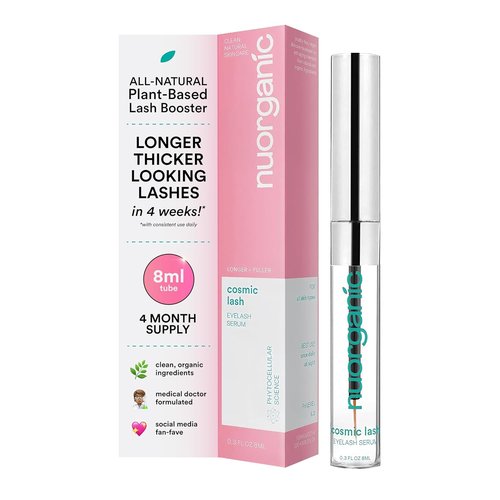NuOrganic Cosmic Lash Serum - Eyelash Growth Serum for Thicker, Longer Lashes | 8ml XL Size | Made in USA