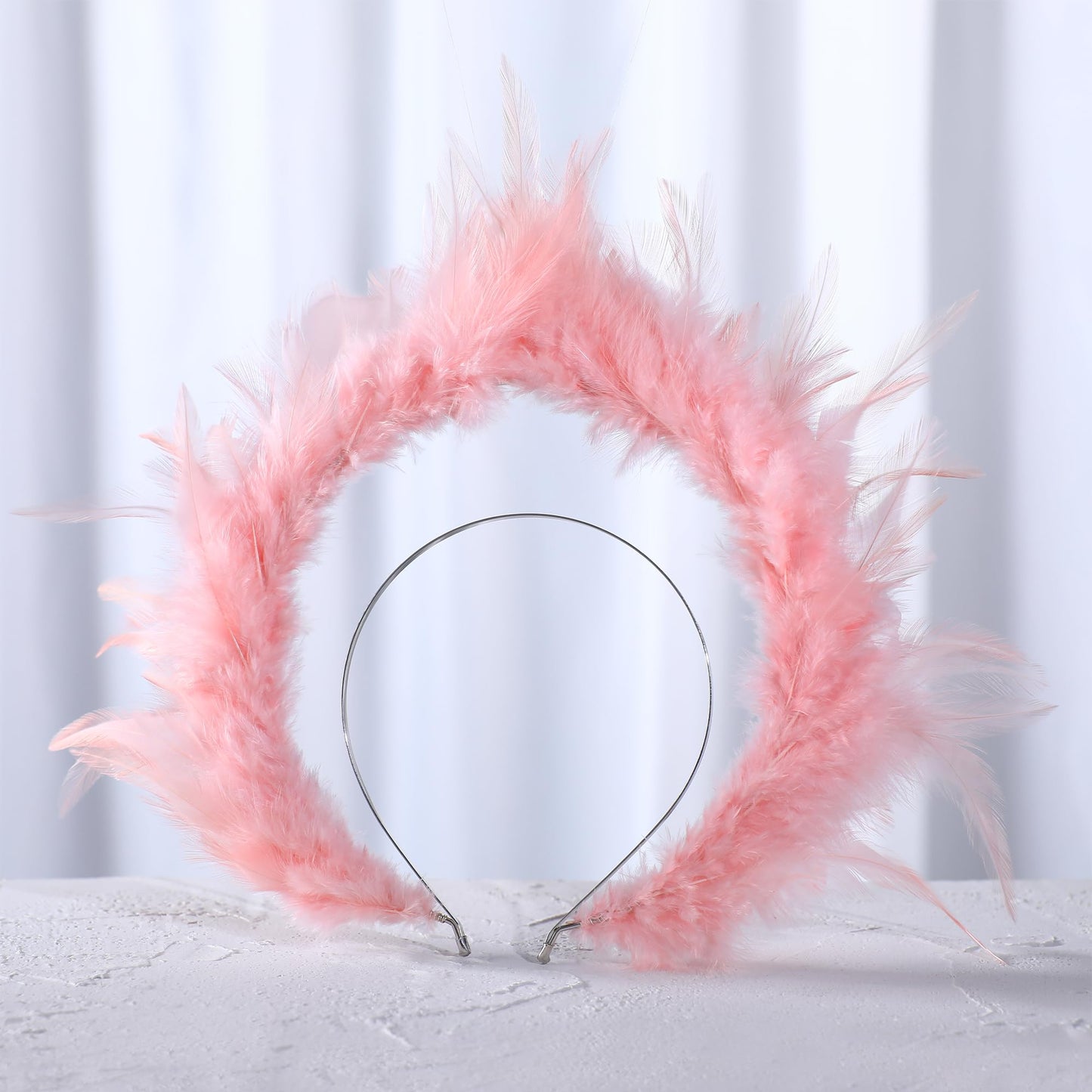 COSUCOS Angel Feather Halo Crown Pink - Fairy Dress Headband Accessories Cosplay Adult Hair Women Crown Halloween Costumens Headpiece