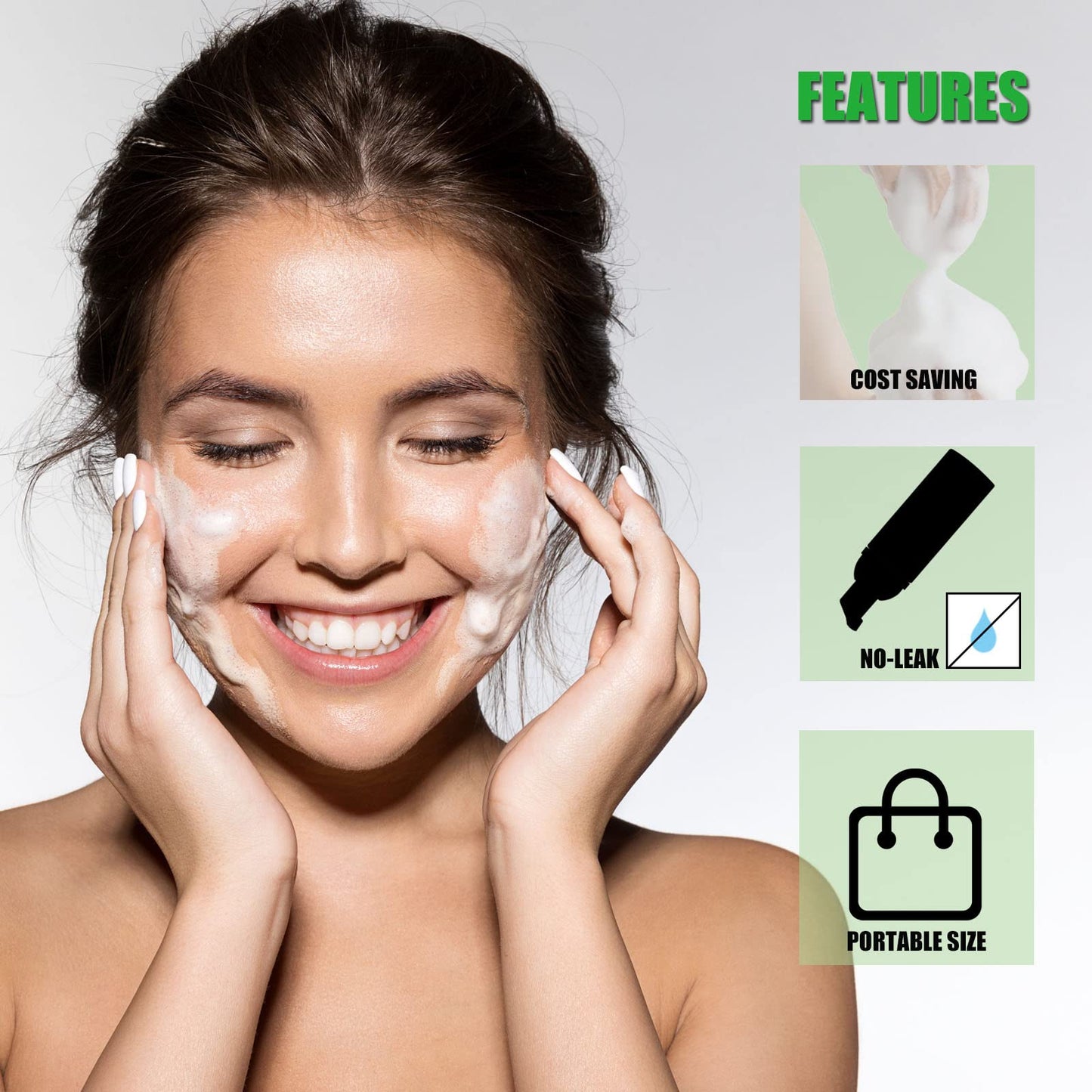 Lil Ray 2 Oz Empty Frosted Green Foam Pump Bottle, Travel Foamer Soap Dispenser for Lash Shampoo, Hand Soap, Foaming Cleaner(Green Pump, 12 PCS)