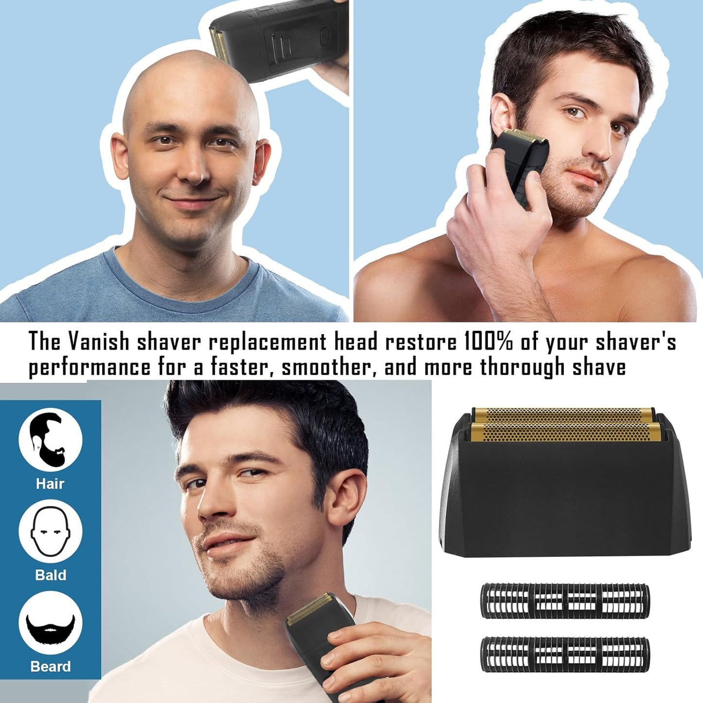 Wahl 5 Star Series Shaver Replacement Foil - 2 Pack Compatible with Vanish Shaver 8173-700, Black