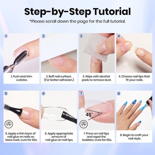 Beetles 2Pcs 15ml Gel Nail Glue for Acrylic Nail Tips, UV Nail Glue for Clear Press-On Nails, Clear Self-Leveling Nail Extension Gel, Low-Odor Formula, Long-Lasting Wear for DIY & Salon Use
