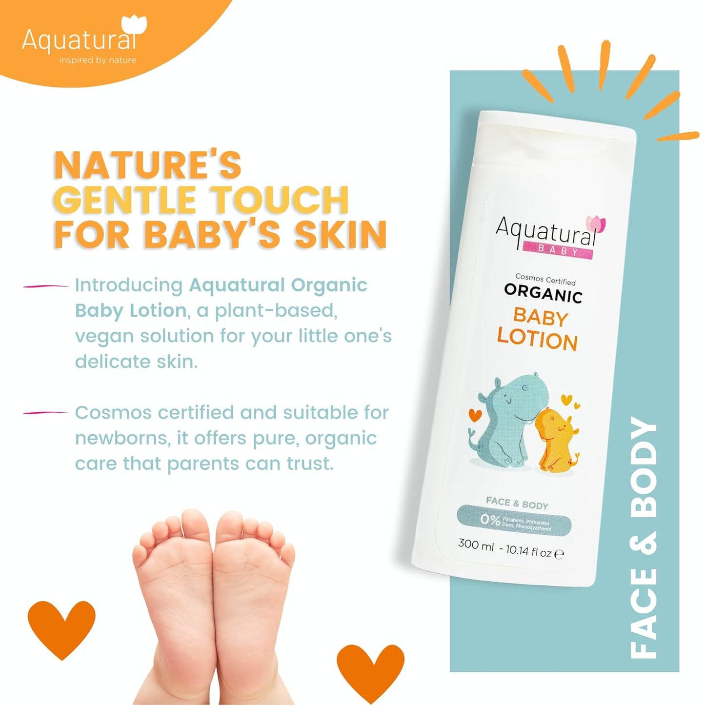 Skiennix Organic Baby Lotion - Natural Moisturizer for Newborns & Toddlers | Gentle for Sensitive Skin, 10.14 fl oz
