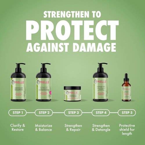 Mielle Organics Rosemary Mint Biotin Shampoo - Moisturizing Hair Strengthener for All (12 oz)