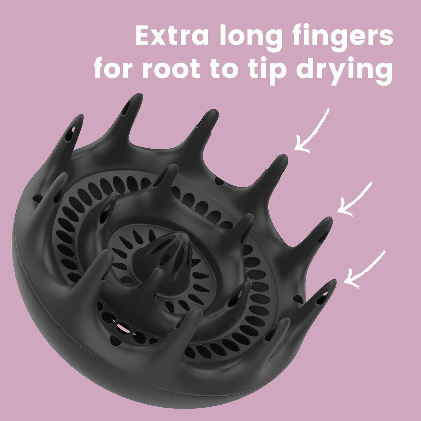Xtava Black Orchid Hair Diffuser - Curly Hair Blow Dryer Attachment for Frizz Control