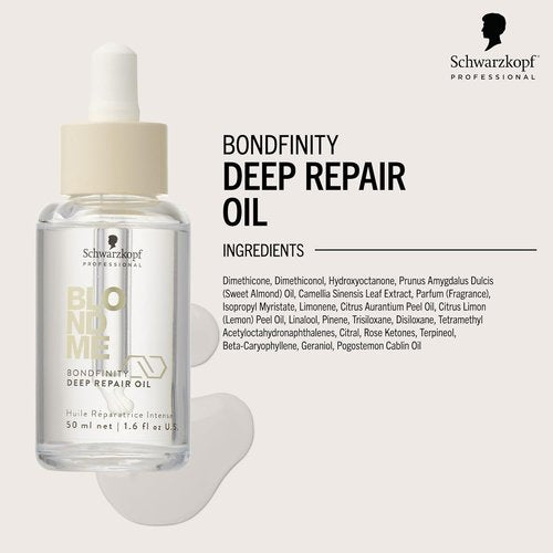BlondMe Bondfinity Deep Repair Oil - Frizz Reduction & Heat Protection for Blonde Hair, 1.6 Fl Oz