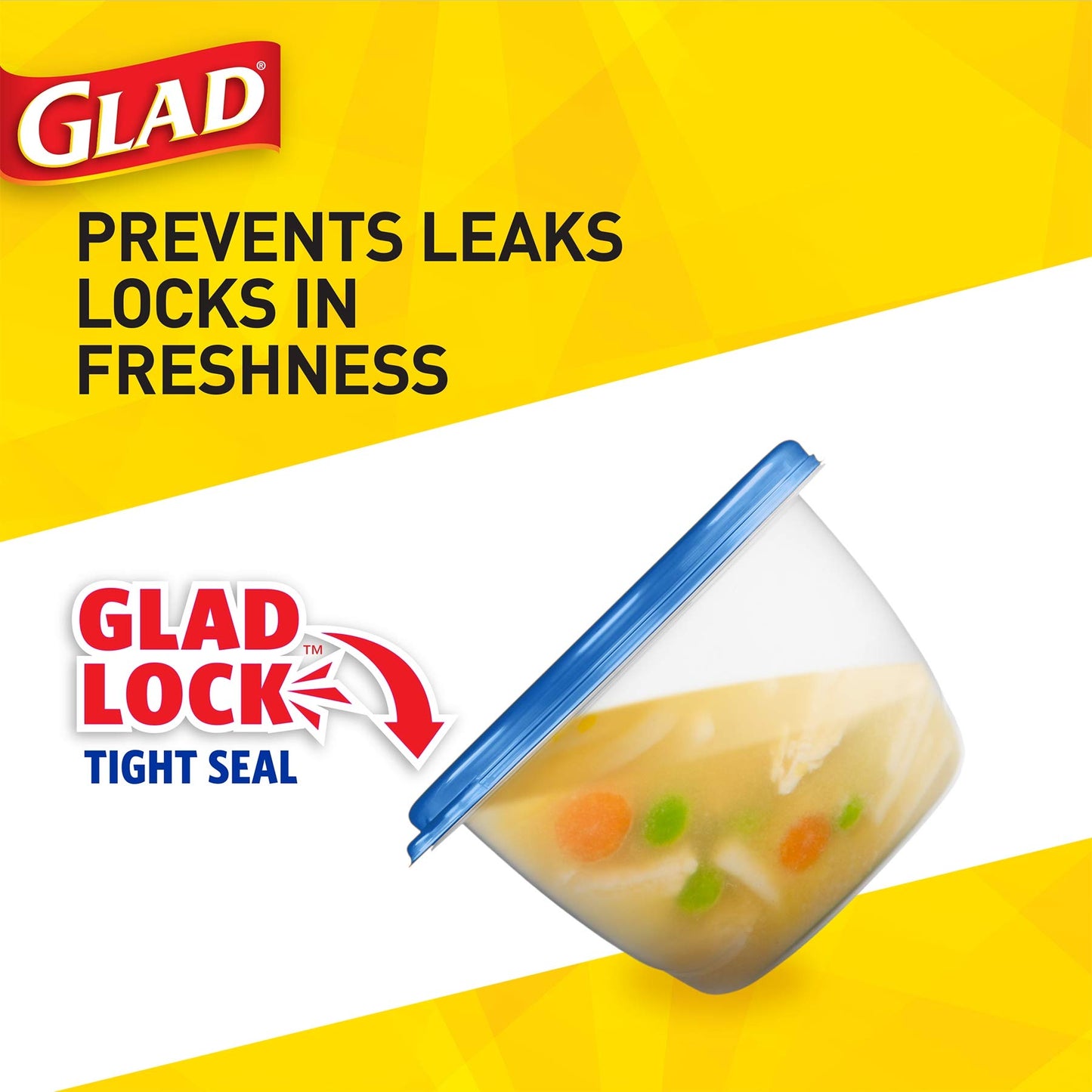 Glad GladWare To Go Snack Food Storage Containers - Medium Round - Meal Container Holds up to 24 Ounces of Food - Lock Tight Seal, 4 Count