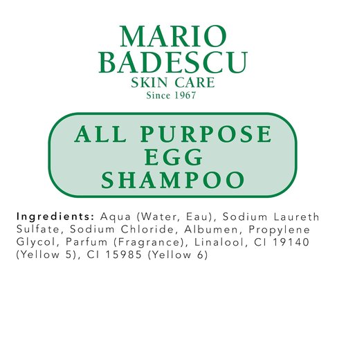Mario Badescu All Purpose Egg Shampoo for All Hair and Skin Types | Shampoo and Body Wash that Cleanses and Nourishes |Formulated with Egg White Proteins