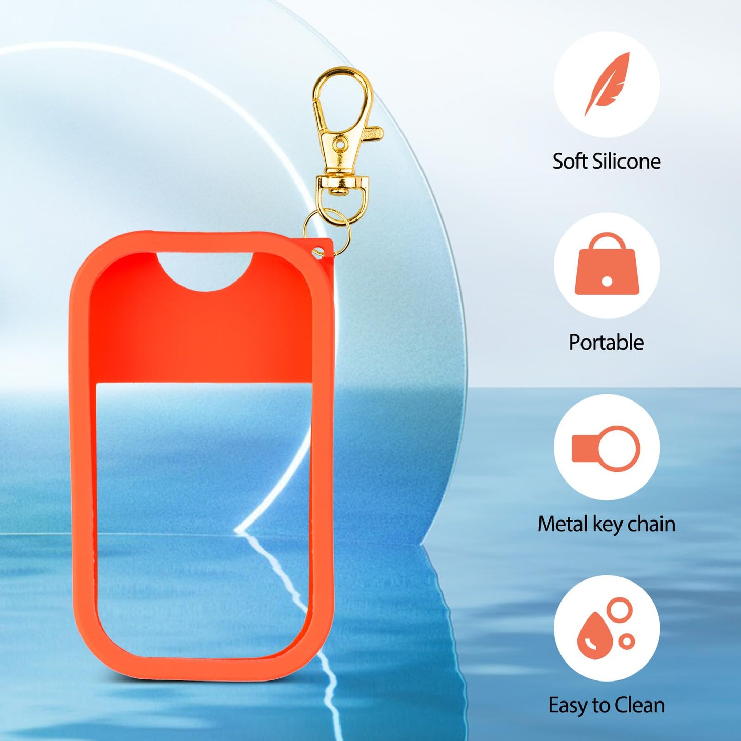 TERPINK Silicone Case Compatible with Touchland Hand Sanitizer Spray, Protective Case with Keychain for Power Mist and Glow Mist 1 fl oz, Hand Sanitizer Spray Accessory (Orange, 1 Pack)