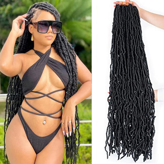 Soft Locs Crochet Hair 32 Inch New Faux Locs Crochet Braids Hair 6 Packs/lot 90g Goddess Locs Synthetic Hair Extend Soft Locs Braiding Hair for Women (32 Inch (Pack of 6), 1B)