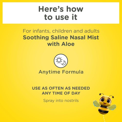Zarbee’s Soothing Saline Nasal Mist with Aloe, Saline Spray for All Ages Works Quickly to Clear Out & Moisturize Noses, Mist Loosens Mucus & Clears Nasal Passageways, Drug-Free, 3 fl. Oz