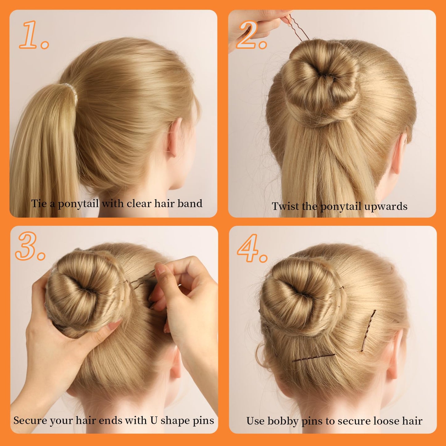 Teenitor 300pcs Bobby Pins Hair Pins Kit, 100 Hair Pins for Women 100 Bobby Pins Brown Hair and 100 Hair Bands, Hair Pins for Buns, U Shape Pins 2inch 2.36inch Bobby Pins for Women 2inch, 2.75inch