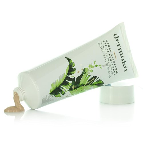 Dermaka Lightly Tinted Mineral Sunscreen SPF 42 - Anti-Aging Moisturizer with Zinc Oxide & Aloe Vera - Water Resistant & Reef Safe - 3.4 oz