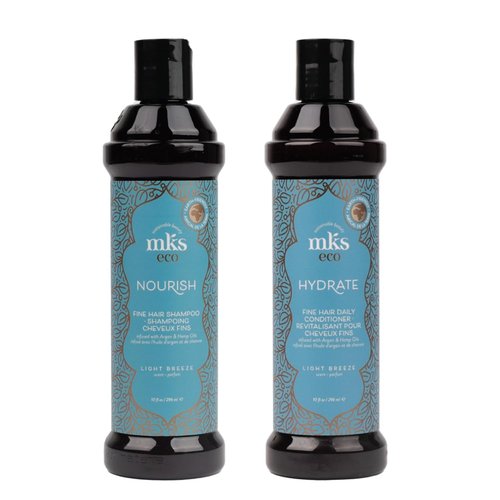 MKS Eco Nourish Shampoo & Hydrate Conditioner Set for Fine Hair | Moroccan Argan Oil, Vegan, 10 fl oz