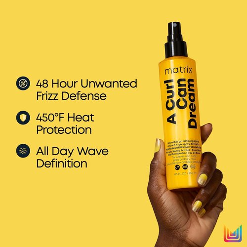 Matrix A Curl Can Dream Scrunch N' Go Defining Spray - Frizz Control & Heat Protection for Wavy/Curl Hair with Manuka Honey Extract