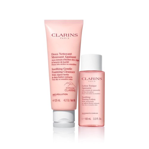 Clarins Soothing Gentle Foaming Cleanser - Cleanses & Balances | Organic Chamomile & Shea Butter | Soap-Free, SLS-Free for Sensitive Skin