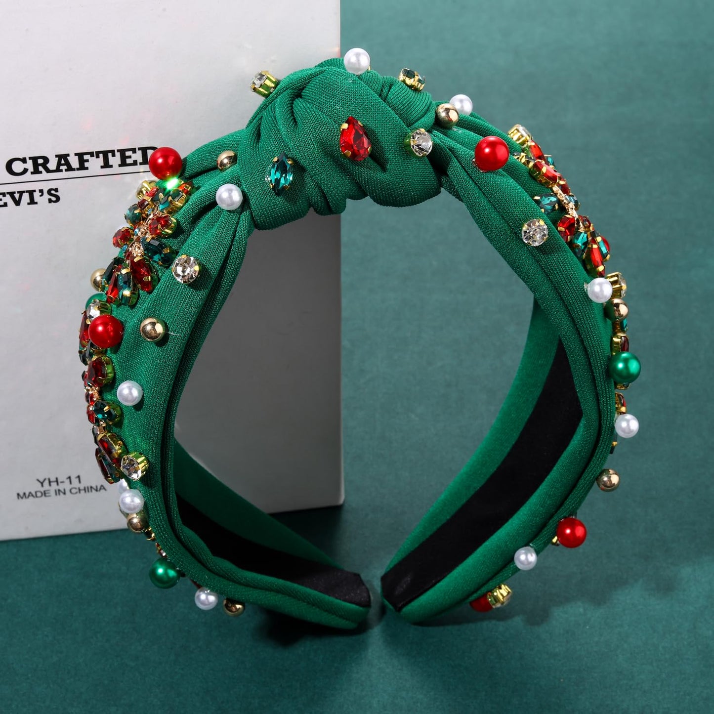 Christmas Holiday Headband for Women Christmas Accessories Cute Reindeer Snowflake Candy Cane Knotted Headband Red Green Beaded Rhinestone Pearl Wide Top Knot Headband Xmas Plaid Hairband Gifts