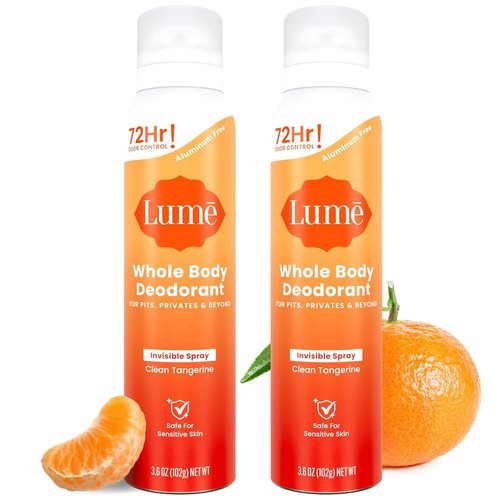 Lume Invisible Spray Deodorant For Women - 72 Hr Odor Control - Aluminum Free, Skin Loving - 3.6 oz Clean Tangerine