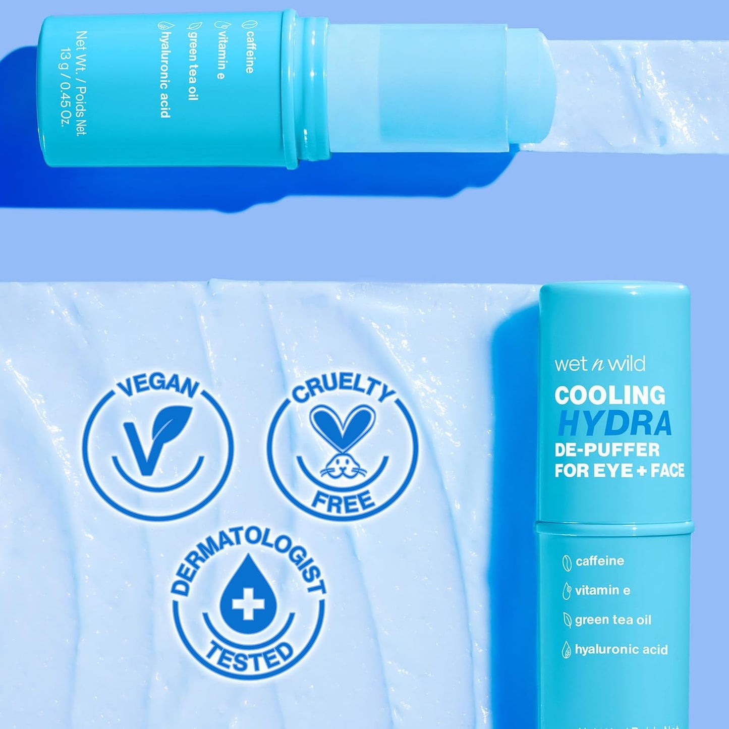 Wet n Wild Cooling Hydra De-Puffer | Soothing Face Primer Stick with Vitamin E & Caffeine | Vegan, Pack of 2