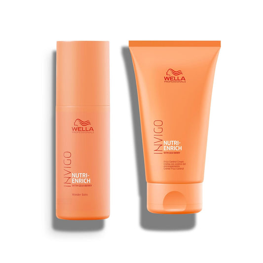 Wella Professionals Invigo Nutri-Enrich Bundle - Leave-In Wonder Balm & Frizz Control Cream | Deep Nourishment for Dry Hair