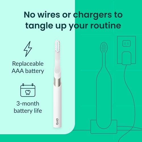 Quip Metal Sonic Electric Toothbrush - Soft Bristles, Travel Case & Replacement Head | 3-Month Battery Life, Moonlight Champagne