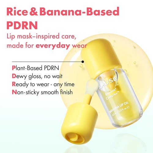 Amuse Seoul Banana Lip Oil - Hydrating Vegan Lip Oil with Peptide & Rice-Based PDRN | 01 Zen Matcha, Banana-Scented
