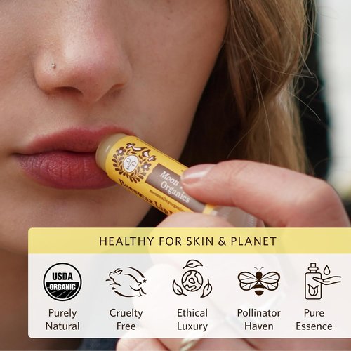 Moon Valley Organics Beeswax Lip Balm - Moisturizing Formula for Soft Lips & Cuticles | Velvety Vanilla, 4-Pack